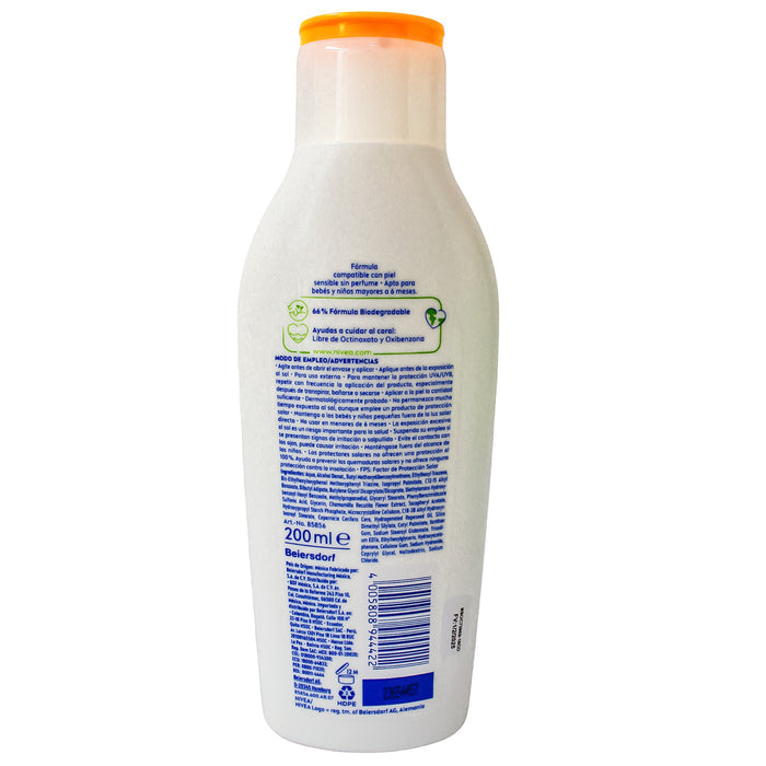 Protector Solar Nivea Fps50+ Sun Bebés Y Niños X 200 Ml
