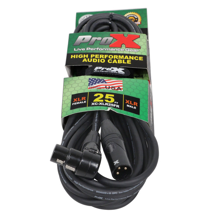 ProX XC-XLR25FR - 25' Ft High Performance Right-angle XLR-F to XLR-M Audio Balanced Cable