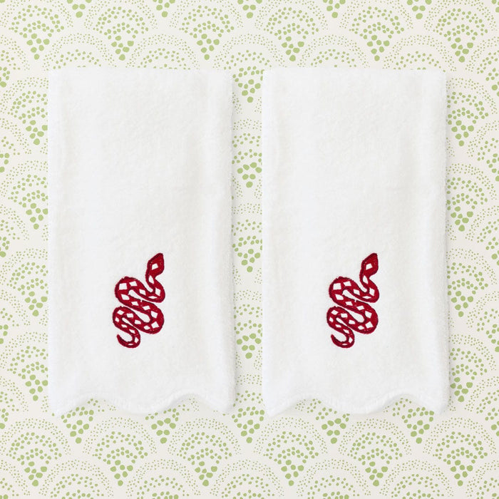 Red Snake Scallop Hand Towel