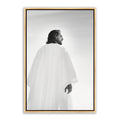 Jesus Christ 'Resurrection' risen Savior. Black and white realistic Christian art work on canvas with gold frame by Reflections of Christ.