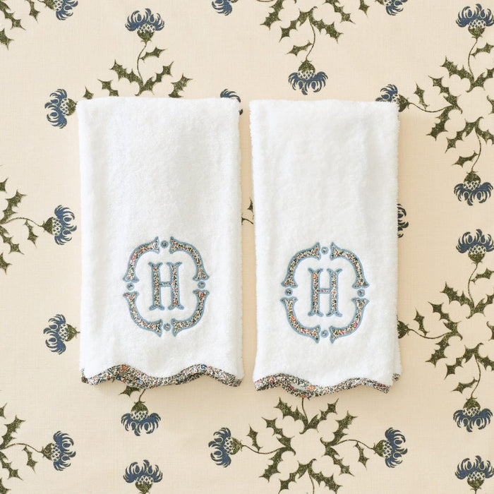 Scallop Hand Towels piped with Liberty London (pair)