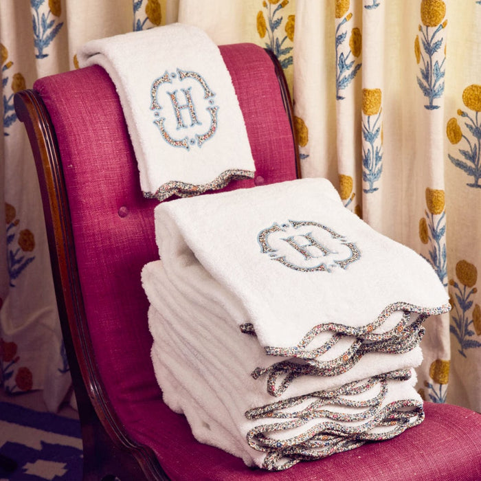 Scallop Hand Towels piped with Liberty London (pair)