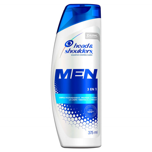 Botella de Shampoo Head & Shoulders Men 3 en 1 Control Caspa, 375ml.