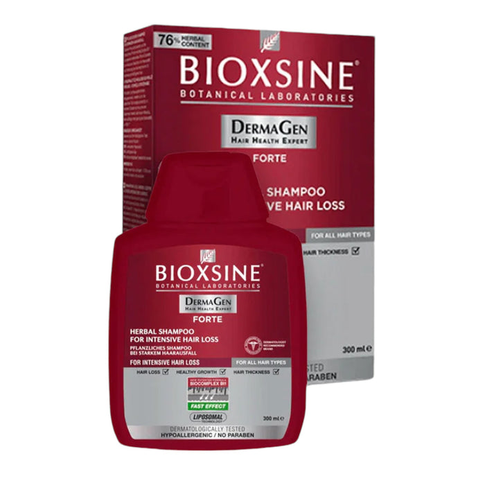Envase de shampoo Bioxsine Forte Anticaída