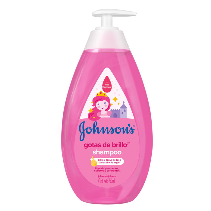 Botella de Shampoo Johnson's Baby Gotas de Brillo, 750ml.