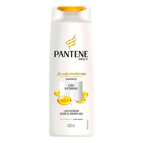 Botella de Shampoo Pantene Liso Extremo, 400ml.