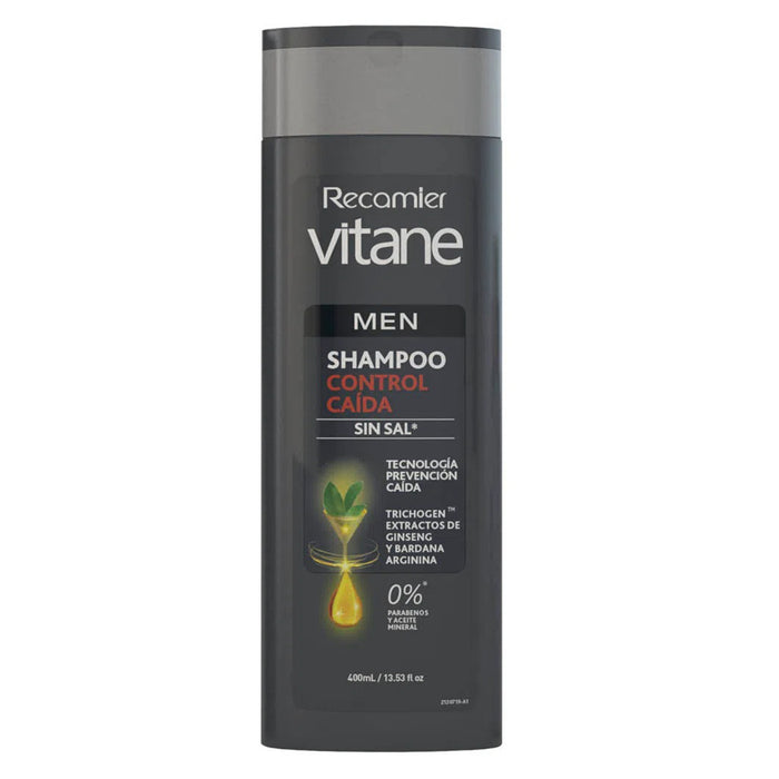 Botella de champú Recamier Vitane Men Trichogen.