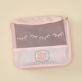 Small packing cube in light pink print with breathable mesh top for organized travel packing.