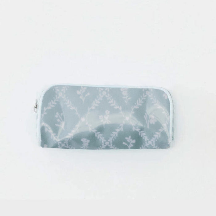 studio photo of the mini patterned toiletry bag in Blue Trellis Archive