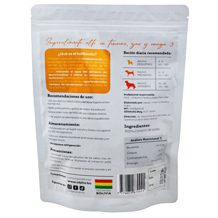 Snack Liofilizado Corazón De Pollo X 100G