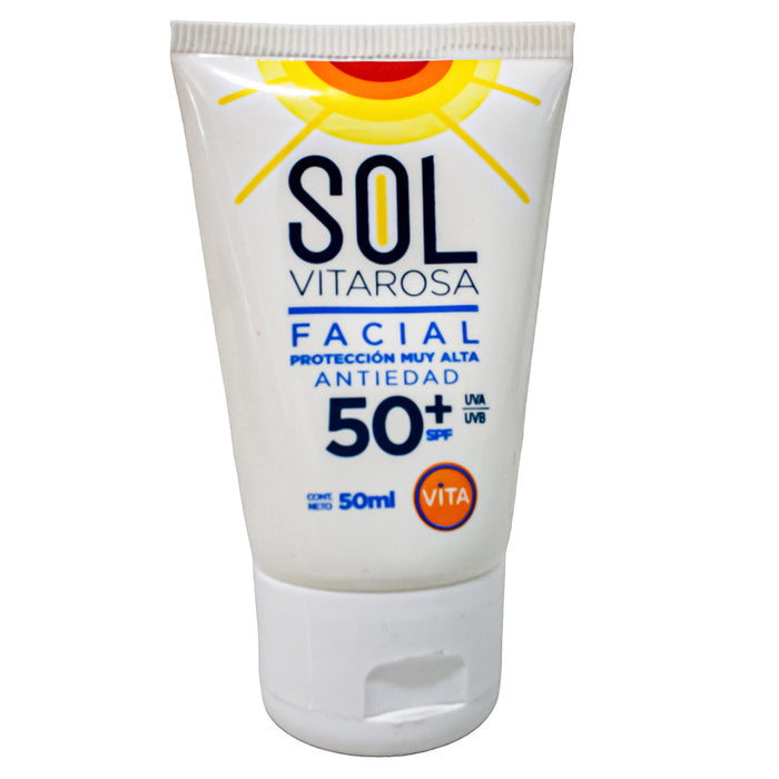 Sol Vitarosa Protector Solar Facial Spf50 Tubo X 50Ml