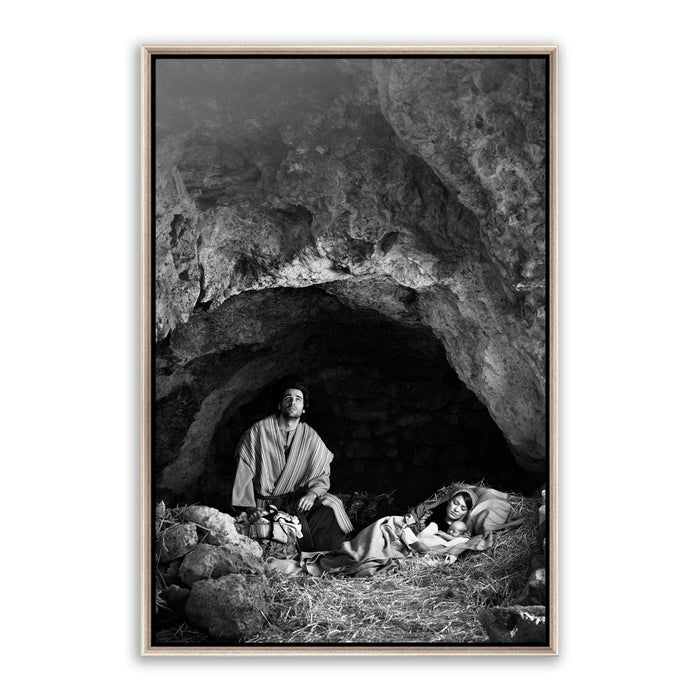 Joseph in prayer. 'Son' black and white realistic Christian art photo on metal with silver frame by Reflections of Christ.