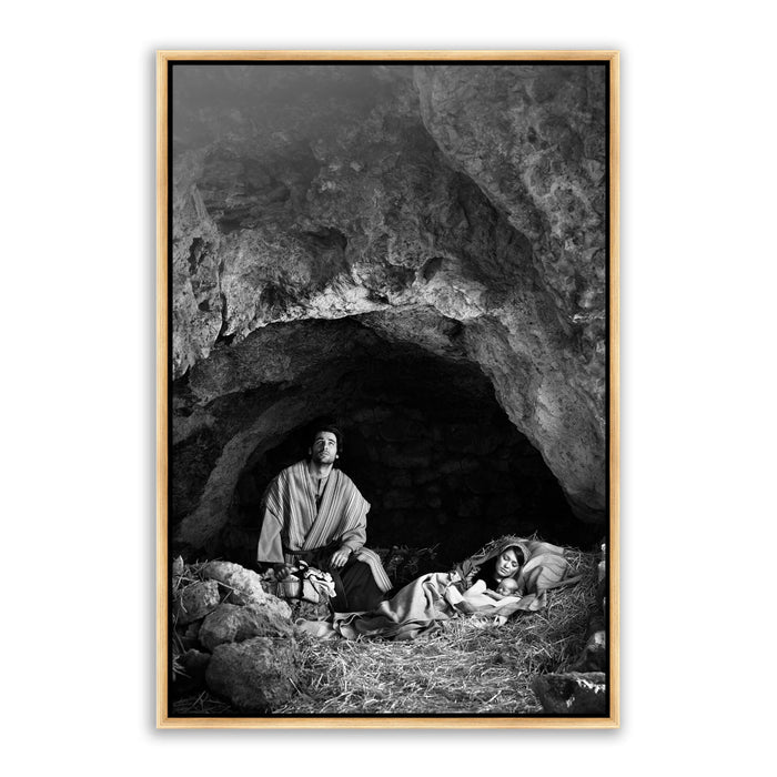 Joseph in prayer. 'Son' black and white realistic Christian art photo on metal with gold frame by Reflections of Christ.