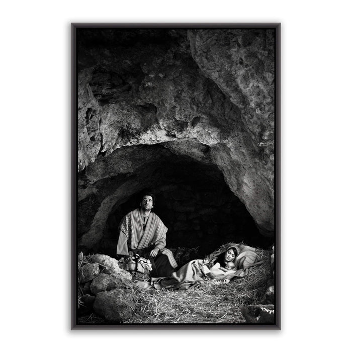 Joseph in prayer. 'Son' black and white realistic Christian art photo on canvas with black frame by Reflections of Christ.