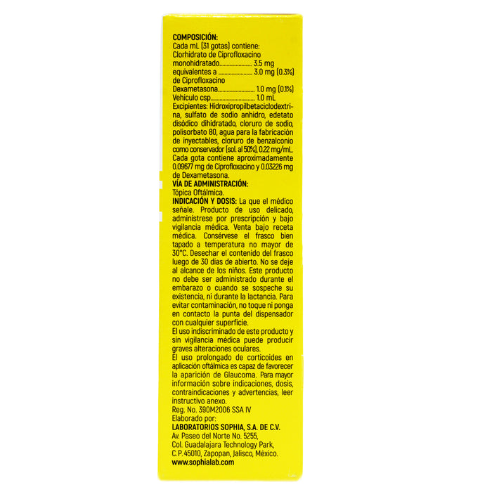 Sophixin Dx Colirio X 5Ml Ciprofloxacina Dexametas