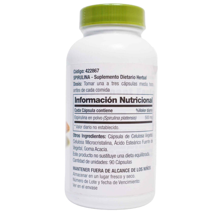 Spirulina 500Mg Suplemento Espirulina X 90 Capsulas