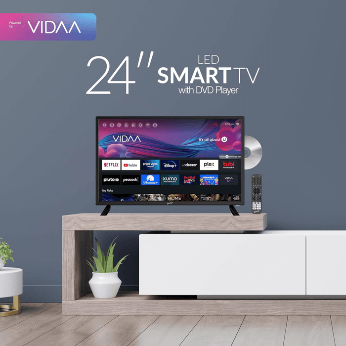 Supersonic Smart 24-inch VDAA DLED AC/DC Television with DVD Player & 12V Car Cord
