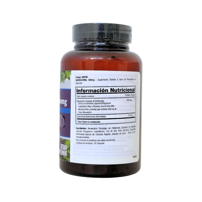 Suplemento Resveratrol 500Mg X 30 Cápsulas
