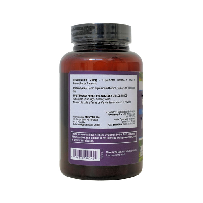 Suplemento Resveratrol 500Mg X 30 Cápsulas