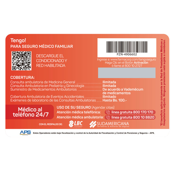 Tarjeta Tengo Seguro Plan Familiar