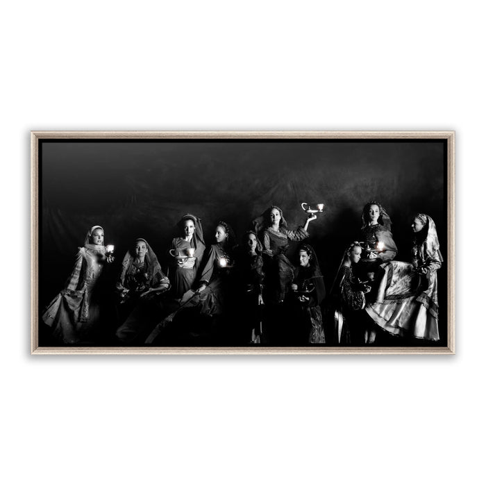 Jesus Christ Parable of the Ten Virgins. 'Ten' modern realistic Christian art work on metal by Reflections of Christ.