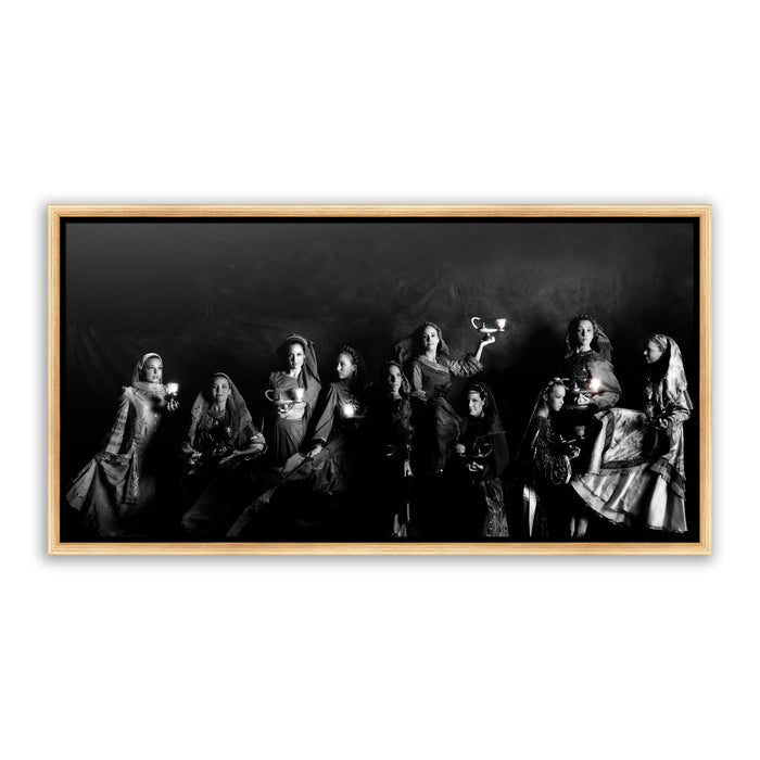 Jesus Christ Parable of the Ten Virgins. 'Ten' modern realistic Christian art work on metal by Reflections of Christ.