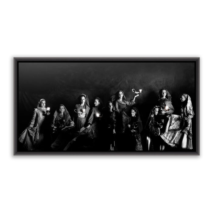 Jesus Christ Parable of the Ten Virgins. 'Ten' modern realistic Christian art work on metal by Reflections of Christ.