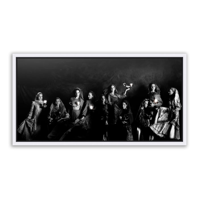 Jesus Christ Parable of the Ten Virgins. 'Ten' modern realistic Christian art work on metal by Reflections of Christ.