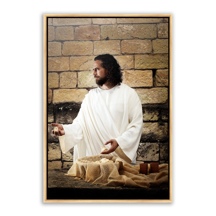 Jesus Christ preparing Communion. 'The Bread of Life' Christian art work on metal by Reflections of Christ.