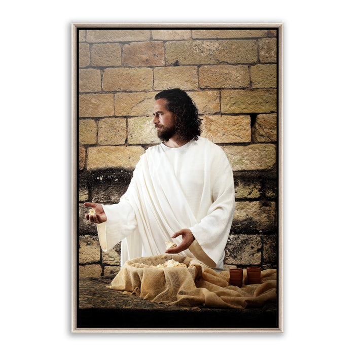 Jesus Christ preparing Communion. 'The Bread of Life' Christian art work on metal by Reflections of Christ.