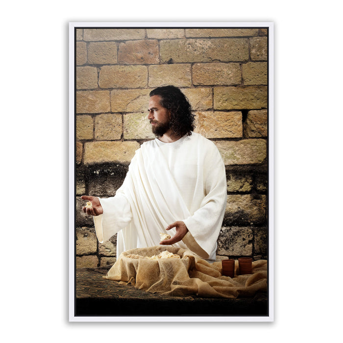 Jesus Christ preparing Communion. 'The Bread of Life' Christian art work on metal by Reflections of Christ.