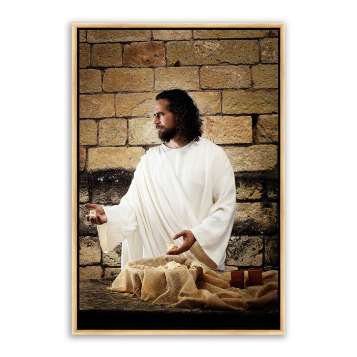Jesus Christ preparing Communion. 'The Bread of Life' Christian art work on canvas by Reflections of Christ.