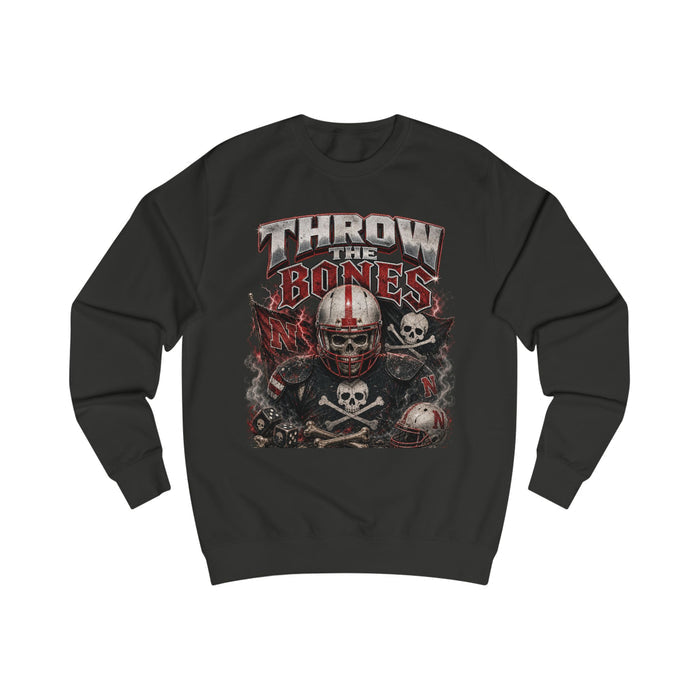 Throw the Bones Huskers Sweatshirt — Blackshirts Skull Football Pullover