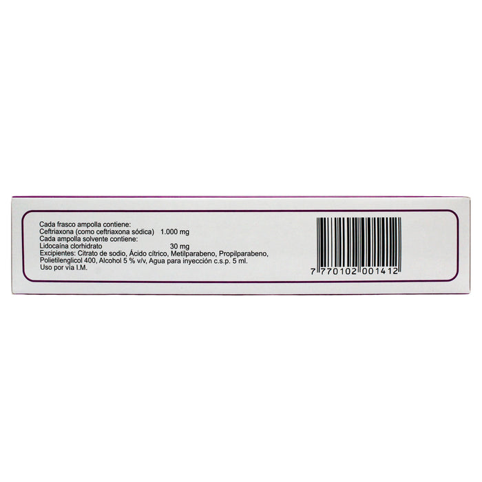 Tiaxal Intramuscular Ceftriaxon 1G X Ampolla