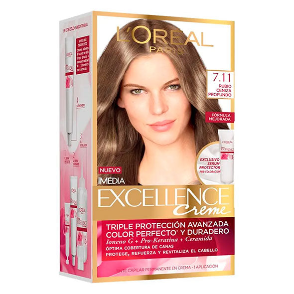 Tinte Excellence 7.11 Rubio Ceniza Profundo X Unidad