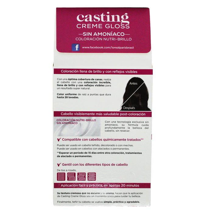 Tinte Loreal Casting Creme Gloss 200 Negro X Unidad