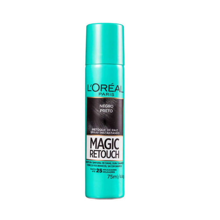 Lata de spray de tinte Loreal Magic Retouch Negro, 75ml.