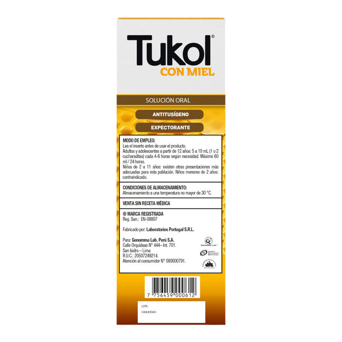 Tukol Solucion X 120Ml Con Miel Guaifenesina/Dextrometorfan