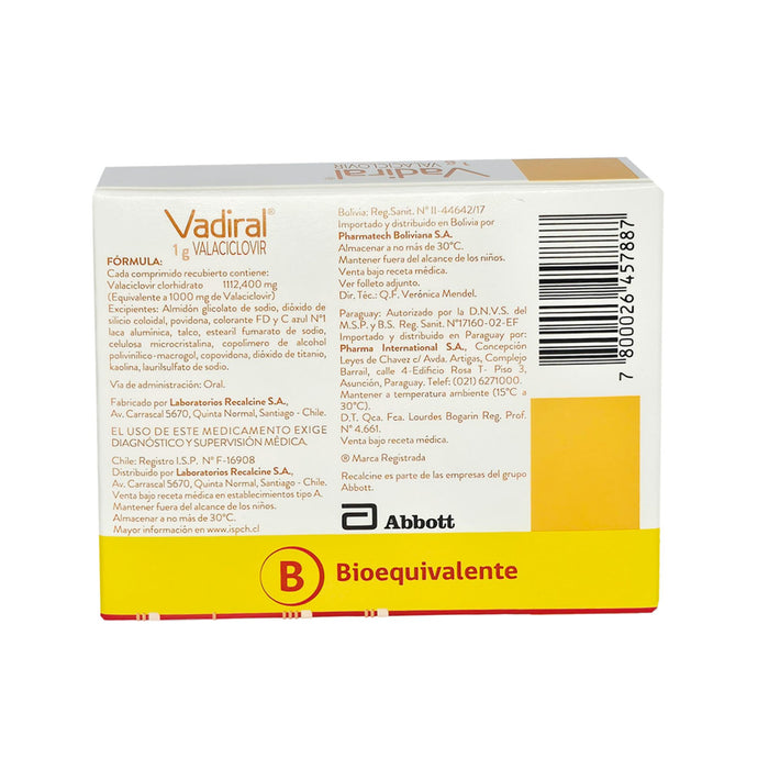 Vadiral Valaciclovir 1G X Comprimido