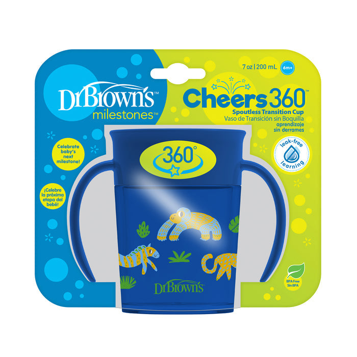 Vaso Antiderrame 360 Dr Browns Azul Con Diseño 6M+