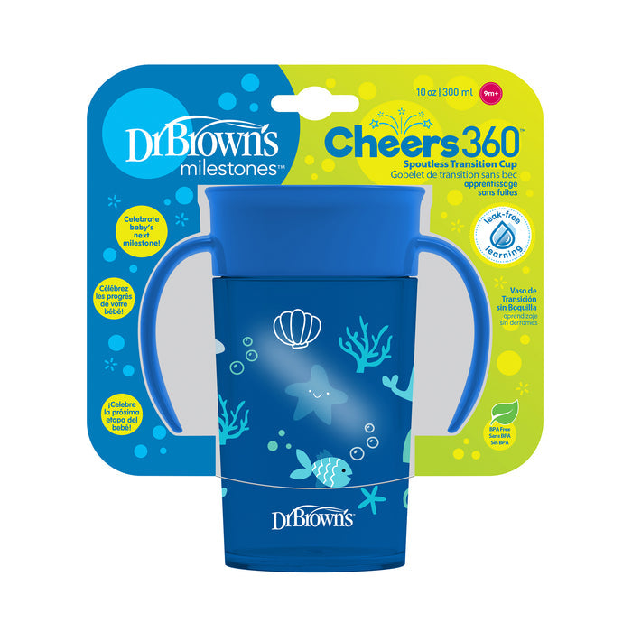Vaso Antiderrame 360 Dr Browns Azul Con Diseño 9M+