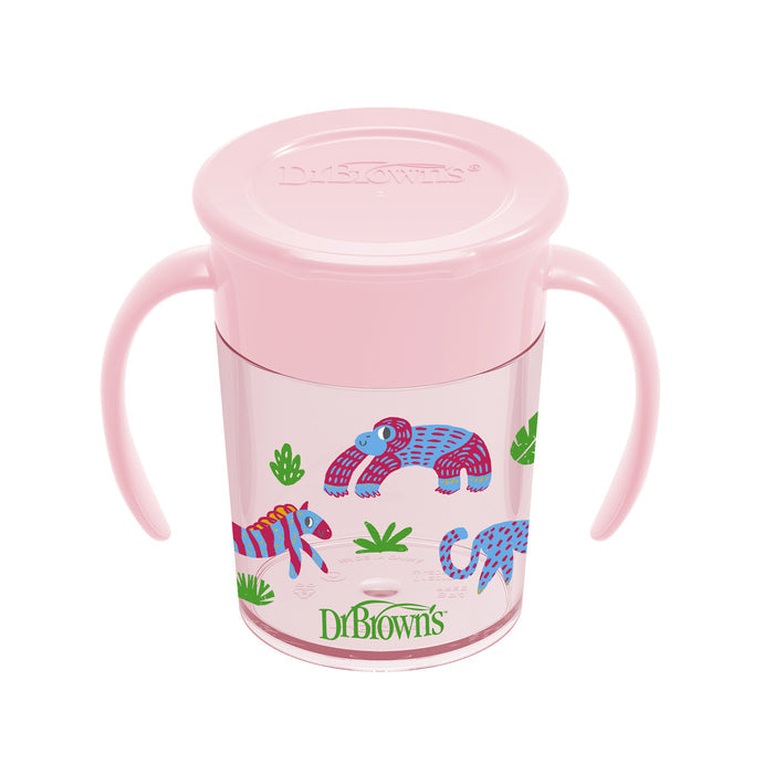 Vaso Antiderrame 360 Dr Browns Rosa Con Diseño 6M+