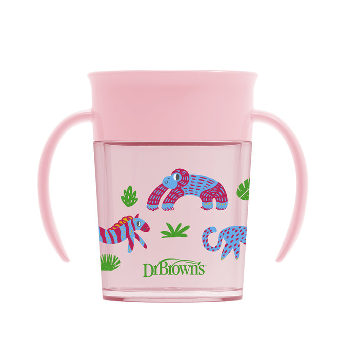 Vaso Antiderrame 360 Dr Browns Rosa Con Diseño 6M+
