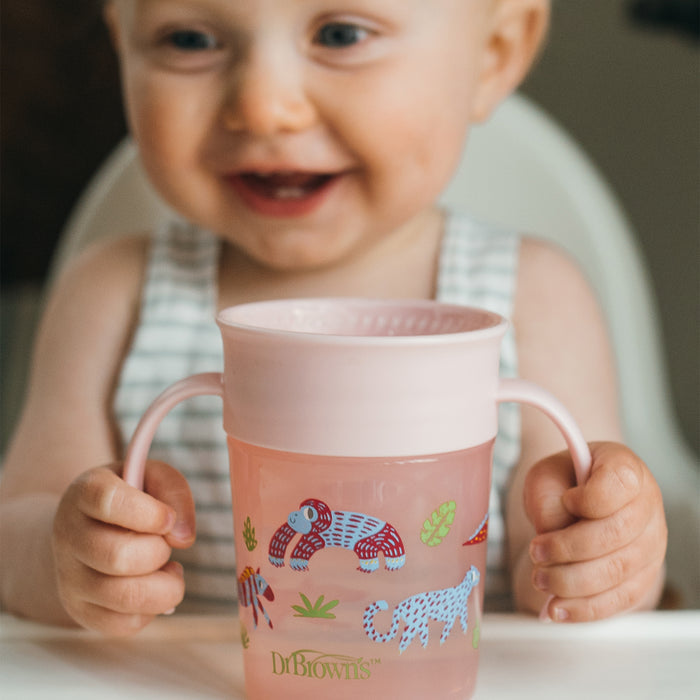 Vaso Antiderrame 360 Dr Browns Rosa Con Diseño 6M+