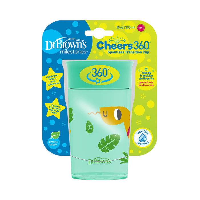 Vaso Antiderrame 360 Dr Browns Verde Con Diseño 9M+