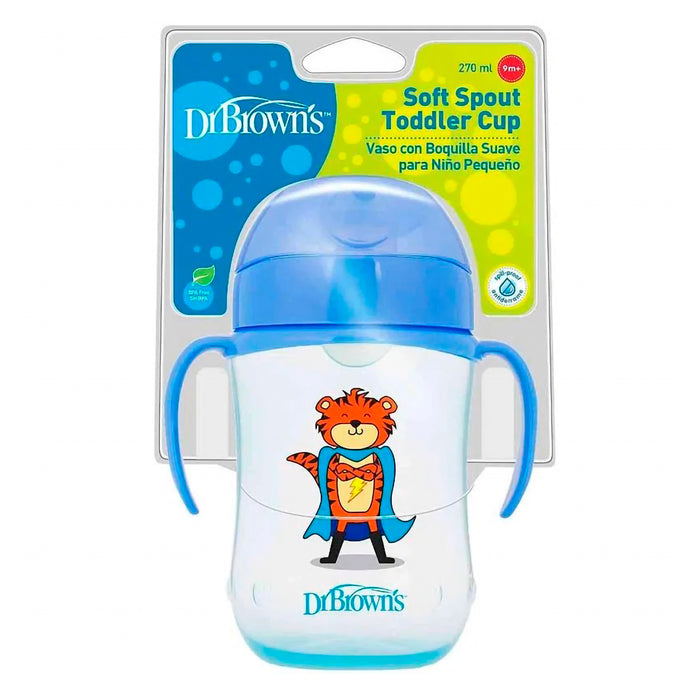 Vaso Con Bombilla De Silicona Dr Browns Azul 9M+ X 270Ml