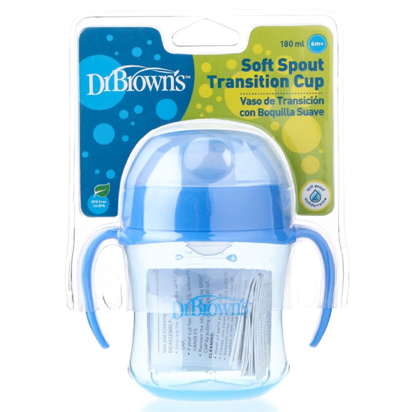 Vaso De Transición Dr Browns Azul Boquilla Suave 6M+ X 180Ml