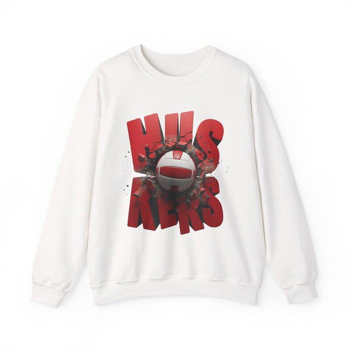 Volleyball Huskers Crewneck Sweatshirt — Red Block Letter Design