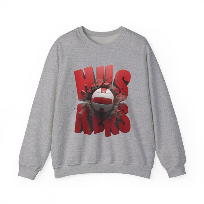 Volleyball Huskers Crewneck Sweatshirt — Red Block Letter Design