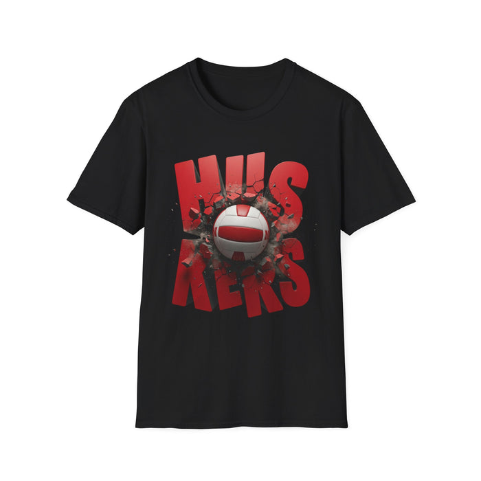 Volleyball Nebraska Huskers T-Shirt - Block Letters Volleyball